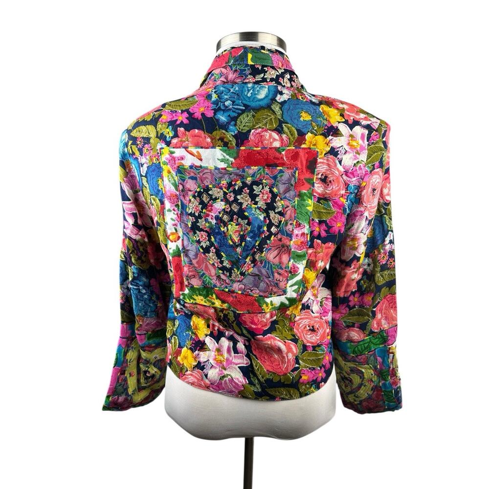 *Flawed* Sandy Starkman Embroidered Jacket Heart Floral Small Art to Wear Boho - Picture 13 of 16